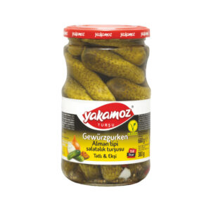 YAKAMOZ Sweet & Sour Pickled Gherkins, Glass Jar