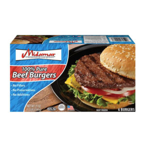 MIDAMAR Halal 100% Pure Beef Burgers 3.5oz (100g) x 8