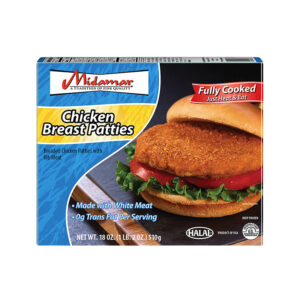 MIDAMAR Halal Chicken Breast Patties 18oz (510g) x 12